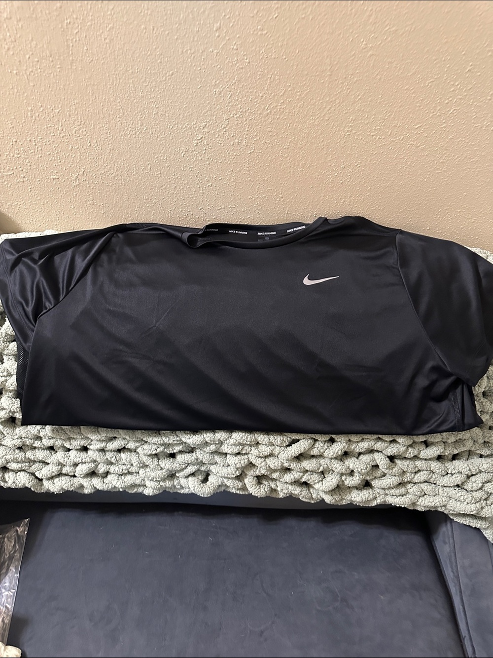 Nike Black Short Sleeve Performance Tee with Reflective Swoosh